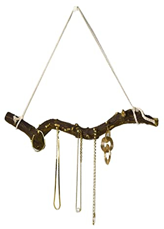 Schmuckständer zum Aufhängen von Ohrringen, Wandmontage, Schmuckaufbewahrung, Organizer-Rack mit 8 Haken, rustikale Schmuckpräsentation