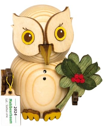 Kuhnert - Dekoration/Holzfigur - Mini Eule Jahreseule 2024: Mehlbeere - ca. 7cm - Made in Germany