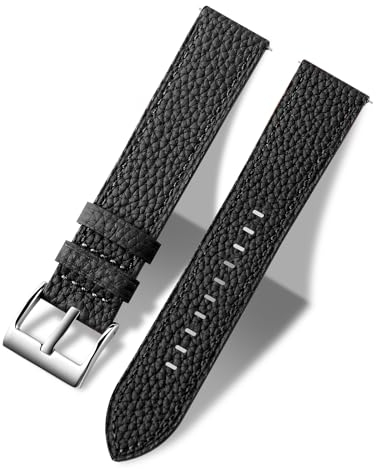 MUENShop Extra langer Echtleder Armband XXL 20mm 22mm Litschi-Muster Schnellverschluss Verlängertes Riemen Uhrenarmband