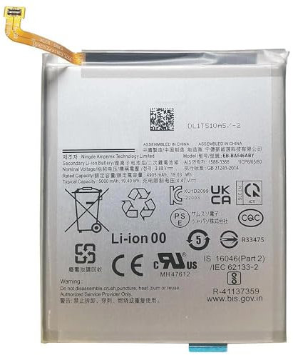 C D R batteria originale EB-BA546ABY compatibile con Samsung Galaxy A34 5G SM-A346B, Galaxy A54 5G SM-A546B Capacità 5000 mAh