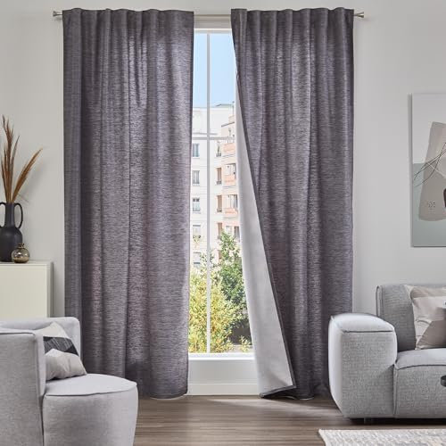 Como Gardinen 2er-Set Vorhänge anthrazit 245 x 140 cm, Schlafzimmer, Büro