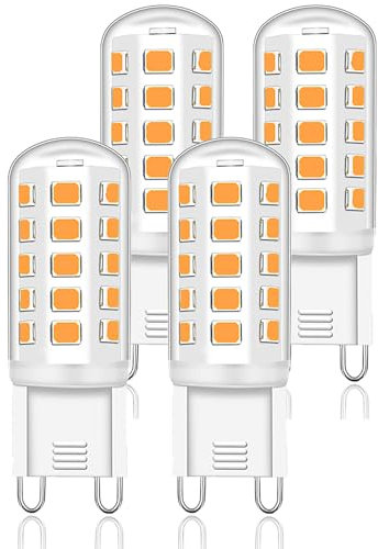Mizlay 4er Leuchtmittel G9 LED Warmweiß 2700K, Lampe LED G9 4W Ersatz 40W Halogenlampe, AC220-230V GU9 Birne Steckbirnen Kein Flackern Nicht Dimmbar