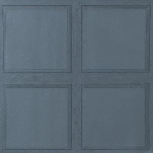 Camiraft Blue 3D Effect Panel Wallpaper - Wood Panelling Textured Wallpaper Modern Embossed Tartan for Living Room Feature Wall Bedroom - 950 * 53cm