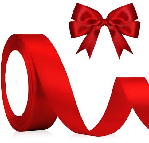 Satinband Geschenkband Rot 23m*2cm Schleifenband Dekoband Dick Stoffband für Weihnachten Hochzeit Halloween Taufe Valentinstag Handwerk Geschenkverpackung Basteln Seidenband