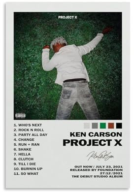 Binnigau Ken Carson Poster, Projekt-X, Albumcover, Musikposter für Zimmer, ästhetische Leinwand, Wandkunst, Schlafzimmerdekoration, 30 x 45 cm