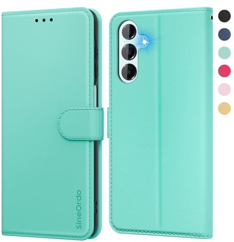 SineOrdo Cover compatible con Samsung Galaxy A16 5G / 4G Custodia, Custodia Samsung Galaxy A16 5G / 4G Cover Libro Portafoglio Folio Pelle Flip Stand Case - Verde menta