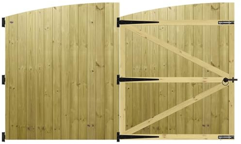 Premier Garden Supplies Made to Measure Tongue & Groove Fully Framed Arch Top Driveway Gates for Measurements Height 5ft - 6ft (150-180cm) x Width: 274cm - 305cm +600mm Hinge Ring Latch Kit