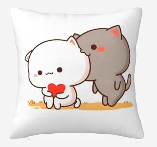 45x45cm Süßer Katzen Kissenbezug - Peach & Goma Bezaubernder Bezug für gemütlichen Komfort-Ideal für Kinderzimmer und Wohnkultur - Niedliches Katzenmotiv - Kissenbezug zur Versüßung der Umgebung frech