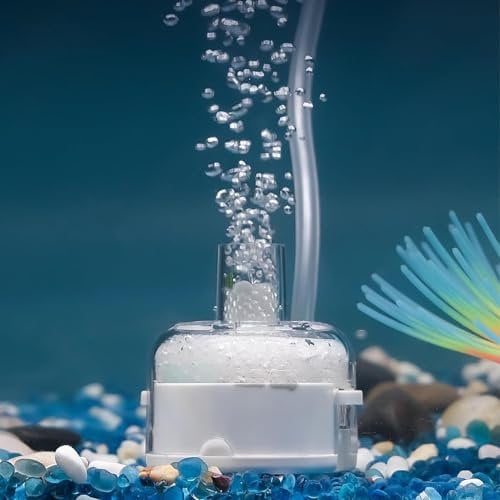 GSDGV Mini Aquarium Sponge Filter, Small Fish Tank Internal Filter Submersible, Ultra-Thin Round Fish Tank Filter with Foam and Filter Balls (Air Pump Not Included)