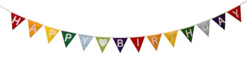 Banderola Happy Birthday - Letras de fieltro sobre banderas de polialgodón