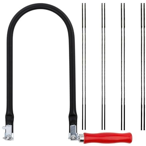TXErfolg Arco per sega da traforo Seghetto da Traforo manuale con 8 Lame (4#6#8#10#) e Arco per Metallo e Legno Impugnatura in Legno Lame Organizzate Tagli di Precisione Seghetto