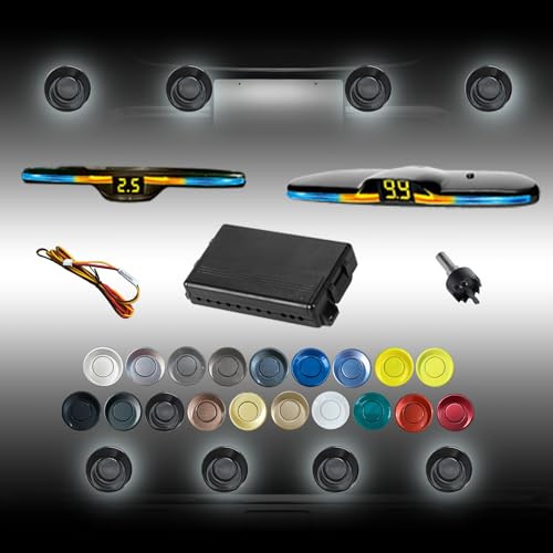 SANDETOUN New Features Forward and Reverse Parking sensors, Option to Measure Distance in inches, bidirectional Display Option, and Customizable Digital Direction(Black)