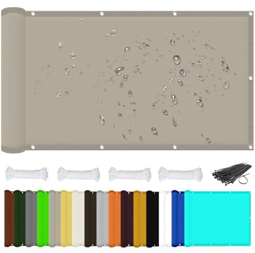 Voile d'ombrage rectangulaire imperméable pour balcon, terrasse, jardin, 3 x 4 m, kaki (dimensions personnalisées)