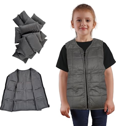 Playlearn Weighted Vest – Adjustable Sensory Compression Vest with 12 Pockets & Weights – Deep Pressure Comfort for ADHD, SPD, Autism – Secure Fit for Focus & Calm (Large Size)