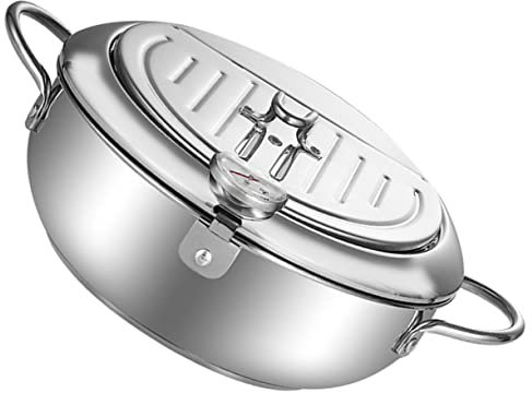 Cabilock Sartén Tempura Filtración Freír Olla De Comida Frita De Acero Inoxidable Freing por Aceite Olla Freidora De Cocina Olla Profunda Plata Acero Inoxidable 304