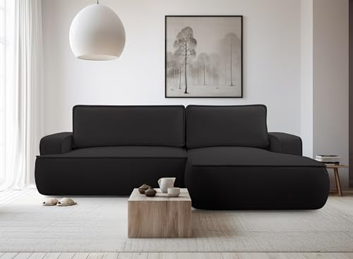 AXLIVING Ablia Sofa L Form mit Schlaffunktion Schwarzes 267 cm R