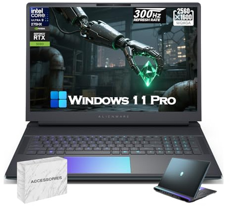 Alienware Laptop Gaming 18 Area-51, Intel Ultra 9 275HX Processore 5.4GHz, WQXGA 2.5K 300Hz Display, RTX 5080 16GB GDDR7, 64GB DDR5+SSD 2TB, Cryo-Tech, Windows 11 Pro, Bonus