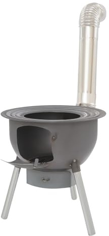 Loobiiny Estufa de madera con parrilla, camping o tienda de campaña, con anillos de wok de 43 cm/38 cm/33 cm, calefacción para tienda de campaña, camping