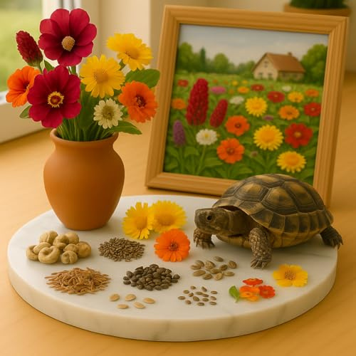 700 Graines pour Tortue Terrestre - Mélange de 7 variétés : Pissenlit - trèfles Rouge, Blanc et incarnat - Souci - Capucine - Rose Trémière - Alimentation Naturelle et Équilibrée - Fleur Jardin - 488