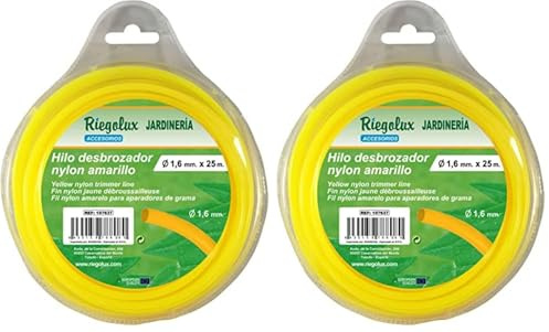 Riegolux 107637 Fil de débroussailleuse en Nylon Rond, Jaune, 1,6 mm x 25 m (Lot de 2)