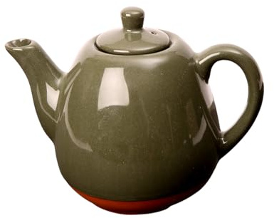 Sintra Glazed 800ml Terracotta Teapot - Olive Green