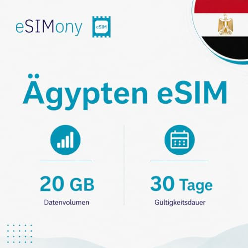 Ägypten eSIM Datenplan 2GB–50GB / 15–30 Tage – Prepaid Internet für USA Reisen – 5G/LTE – Sofort aktivierbar – Kein Roaming – Für iPhone & Android (2 GB / 15 Tage) (20 GB / 30 Tage)