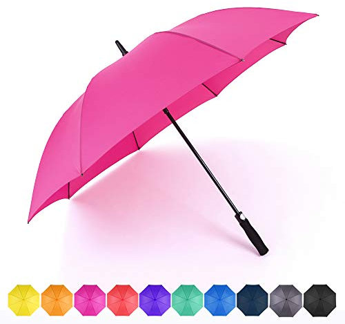 RUMBRELLA Golf Umbrella Large Windproof Umbrellas Auto Open 55IN, Hot Pink
