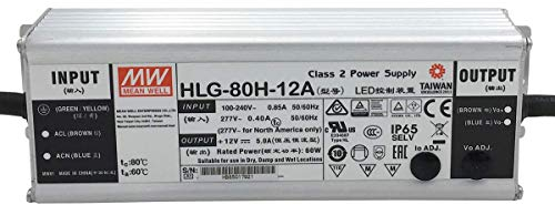 HLG-80H-12A: MEAN WELL LED-Netzteil 60W, 12V, IP65, Spannung & Strom einstellbar (12V 60W)