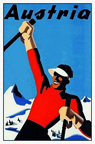 Schatzmix Austria Ski Urlaub Metallschild 20x30 cm Wanddeko tin Sign Blechschild, Blech, Mehrfarbig