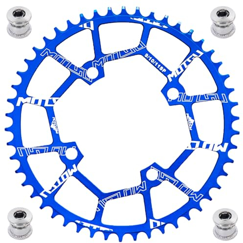 YBEKI 104BCD Rundes ovales schmales breites Einzelrad-Kettenblatt für 8-11-Gang-Berg-, Straßen-, MTB-, BMX-Fahrräder (blau rund, 48T)