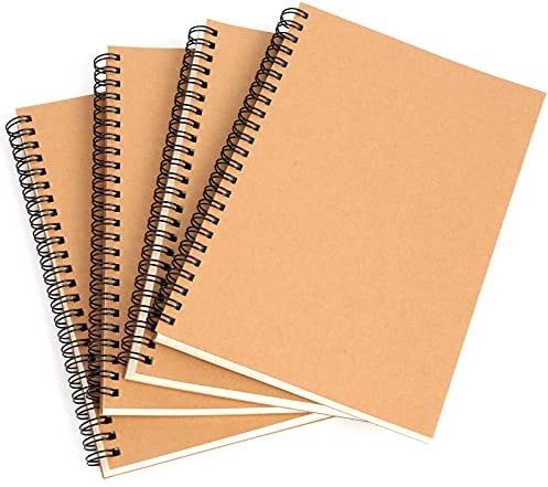 HAKACC A5 Notizblock,4 Notizbüch (2 kariert + 2 blanko) Notizheft, 80 Blatt pro Buch, ideal für Projektplanung, Studiennotizen & Kreativskizzen