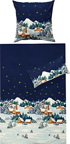 Erwin Müller Bettwäsche Feinbiber blau Größe 135x200 cm (80x80 cm)