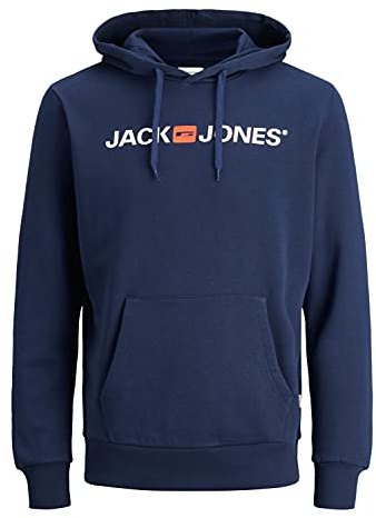 JACK & JONES - Felpa da Uomo con Cappuccio e Logo, Blu (Insignia Blue/Reg Fit), M
