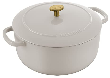 Ballarini Bellamonte - Forno olandese rotondo in ghisa, 4,6 qt, colore: Bianco crema