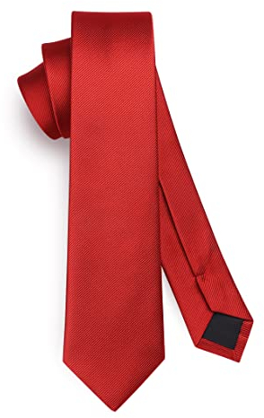 HISDERN Herren Krawatte Rot Schmale Einfarbig Seide Krawatten für Herren Klassische Formelle Elegante Schlipse Hochzeit Party Business Krawatte 6cm