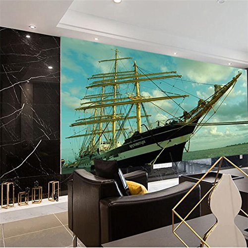 ZAPVI 3D Wandbilder Vintage & Schiffe Größe:W200CMxH140CM Tapeten Wandbild Abnehmbares Wandbild Flur Wohnzimmer Büro Badezimmer Kinderzimmer