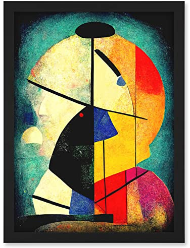 Doppelganger33 LTD Colourful Kandinsky Inspired Abstract Painting Artwork Framed Wall Art Print A4
