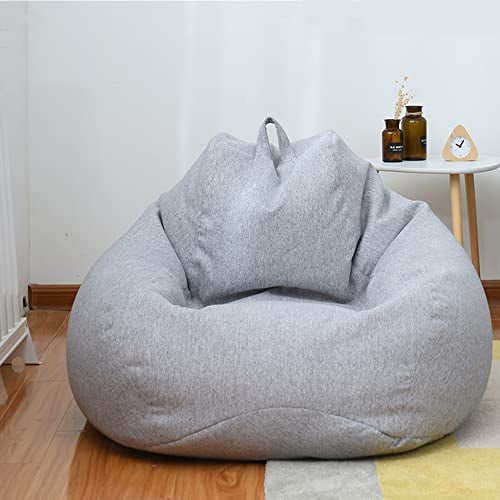 Highdi Bean Bag No Filler, Gaming Beanbag Chair Cover for Adult Kids Without Filling Highback Comfortable Lazy Sofa Beanbag Soft Toy Storage Bean Bag Seat for Indoor (100x120cm,Light grey)