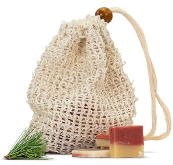 Zirbenseife im Sisal-Sackerl - Naturseife mit Bienenwachs und Zirbenspäne - 60g