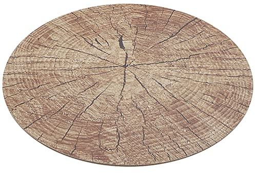 Untersetzer Holz-Optik Platz-Set 38 cm rund abwischbar Baumscheibe Fotodruck Unterseite Kork Tisch-Deko (4)