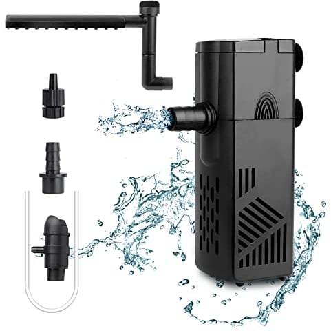 hygger Aquarium Filter, 220L/H 3W Internal Aquarium Filters, Water Flow Adjustable Aquarium Pump Filter Wave Maker, Ultra Quiet Submersible Power Filter with Sponges, for 20-40L Fish Tank