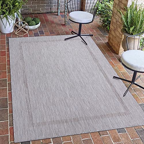 Carpetsale24 Outdoor Teppich Wetterfest 200x300 (200 x 290 cm) Sisal Optik Silberfarbe - Teppich Waschbar, Wasserfest, Pflegeleicht, Flachgewebe - Ideal für Balkon, Garten, Terrasse und Küche