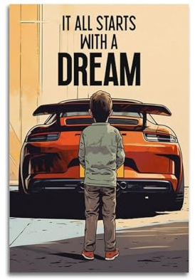 VZRSQZK Poster mit Aufschrift Everything Starts with A Dream, dekoratives Gemälde, Leinwand, Wandposter und Kunstdruck, modernes Familienschlafzimmer-Dekor-Poster, 20 x 30 cm