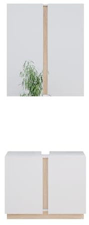 Vicco Badmöbel-Set Weiß Gloria, bestehend aus Badezimmerspiegel, Waschbeckenunterschrank - Unterschrank- und Hängeschrank-Kombination