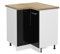 Vicco Eckunterschrank R-Line, Schwarz Hochglanz/Weiß, 75.6 cm, AP Eiche