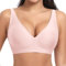 Ganado Sujetador sin Aros Mujer Sujetadores Push up con Relleno sin Costuras Bralette Básicos Cuello V Profundo (Rosa,S)