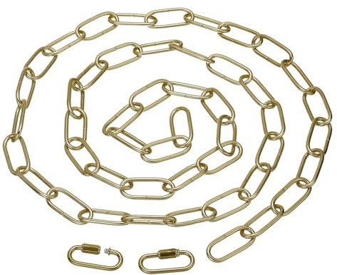 PATIKIL 1pcs 1.82m Cadena de Eslabón, Cadena de Hierro de Colgante de Iluminación con 2 Conectores de Bloqueo de Tornillo para Canastilla de Plantas Lámparas Colgantes Color Latón