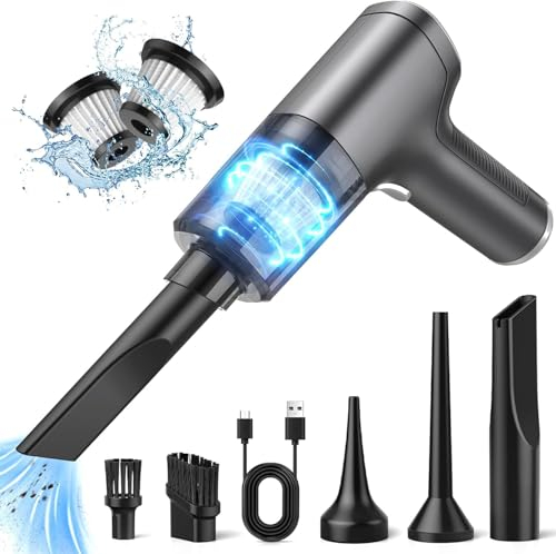 Coovee Aspirapolvere Portatile Senza Fili, 15000 Pa Aspirabriciole Senza Fili Potente, 4 in 1 Mini Aspirapolvere Auto Senza Fili, 4000 mAh USB Ricaricabile Aspirapolvere Piccolo per Auto, Pulizia Casa