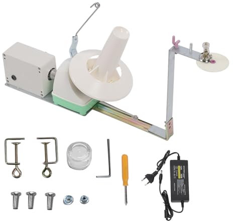 CHEOTIME Elektrischer Garnwickler, geschwindigkeitsverstellbarer automatischer Garnkuchenwickler Spinner Baller Roller Swift Spooler, Häkelwerkzeugzubehör für Häkelliebhaber