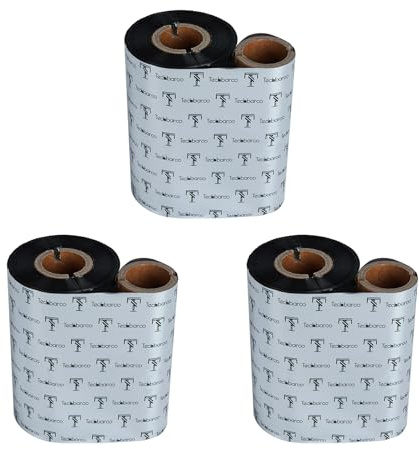 Lot de 3 rouleaux de ruban de transfert thermique en cire de qualité supérieure - Noyau de 25 mm - Avec bobine vide - Encre extérieure compatible - 110 mm x 300 m